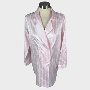 Vintage Vandemere Size Small Nylon Blend Button Front Collared Night Shirt Pink